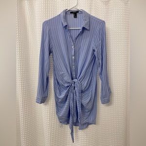 Forever 21, tie-front shirt, blue, size small